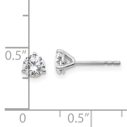 14K White Gold 2/3 Ctw Certified Lab Grown Diamond Vs+ F+ Round 3 Prong Heavy Wt. Stud Earrings