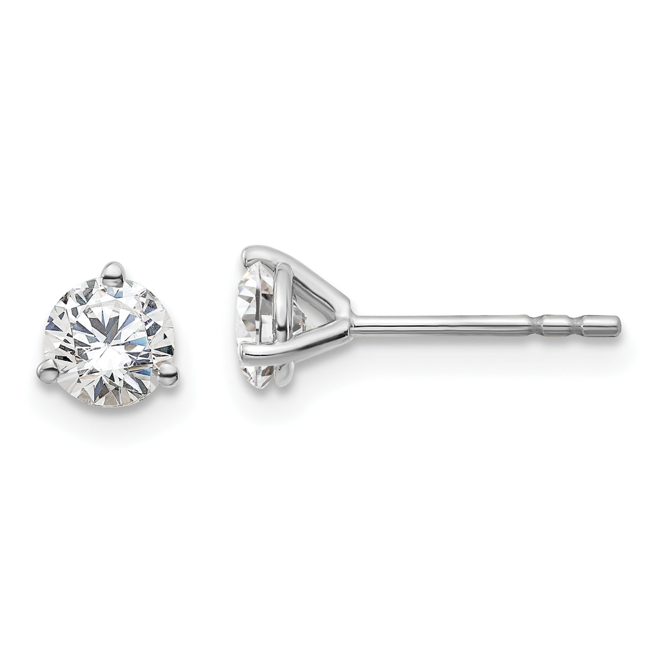14K White Gold 2/3 Ctw Lab Grown Diamond Vs+ F+ Round 3 Prong Heavy Wt. Stud Earrings