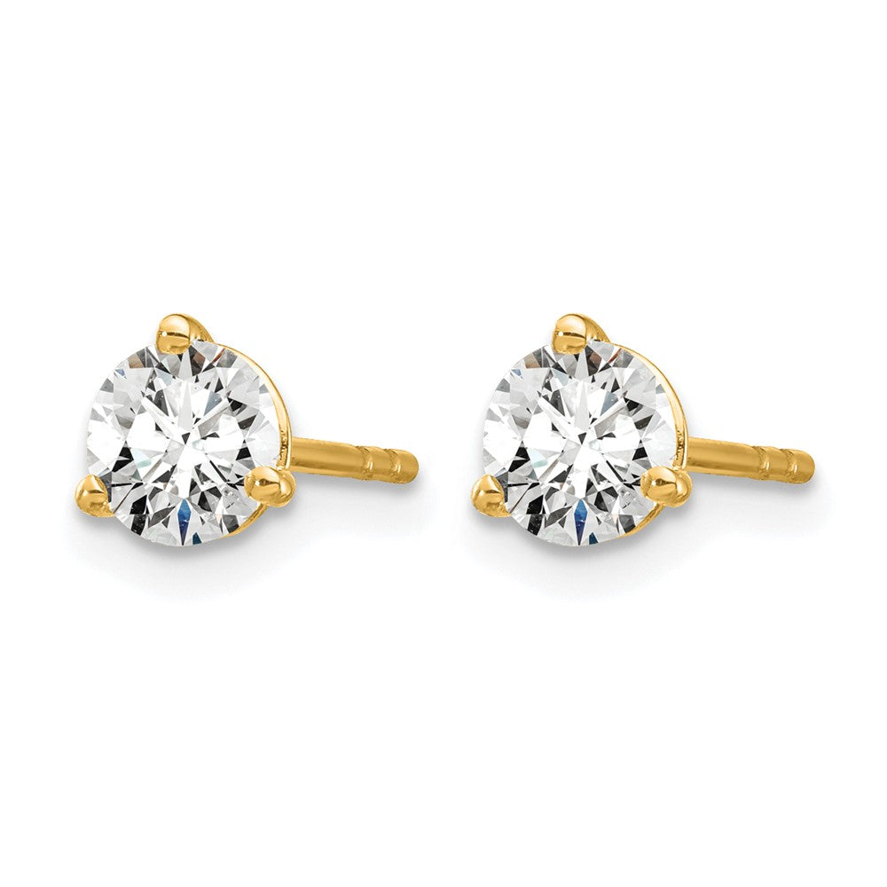 14k Yellow Gold 2/3 ctw Certified Lab Grown Diamond VS/SI+ G+ Round 3 Prong Heavy Wt. Stud Earrings