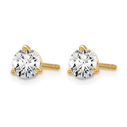 14k Yellow Gold 2/3 ctw Certified Lab Grown Diamond VS/SI+ G+ Round 3 Prong Heavy Wt. Stud Earrings