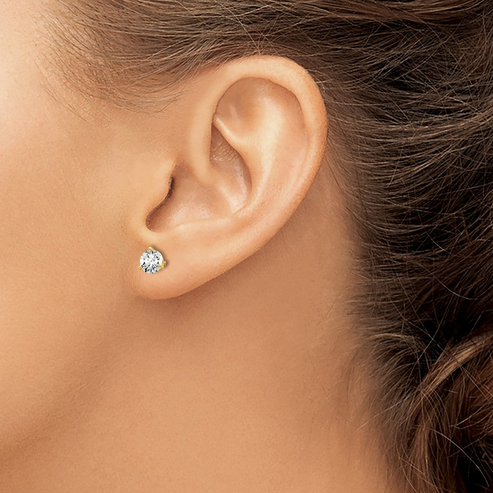 14k Yellow Gold 2/3 ctw Lab Grown Diamond VS/SI+ G+ Round 3 Prong Heavy Wt. Stud Earrings