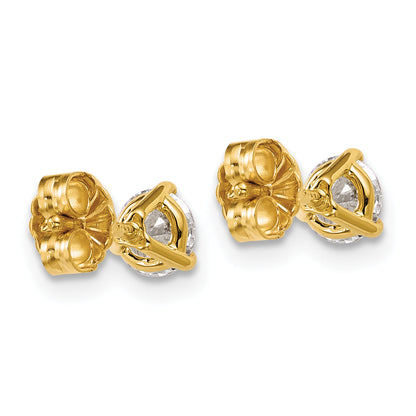 14K Yellow Gold 2/3 Ctw Certified Lab Grown Diamond Vs+ F+ Round 3 Prong Heavy Wt. Stud Earrings