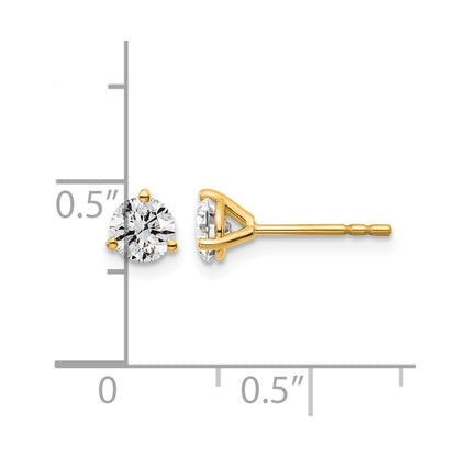 14k Yellow Gold 2/3 ctw Certified Lab Grown Diamond VS/SI+ G+ Round 3 Prong Heavy Wt. Stud Earrings
