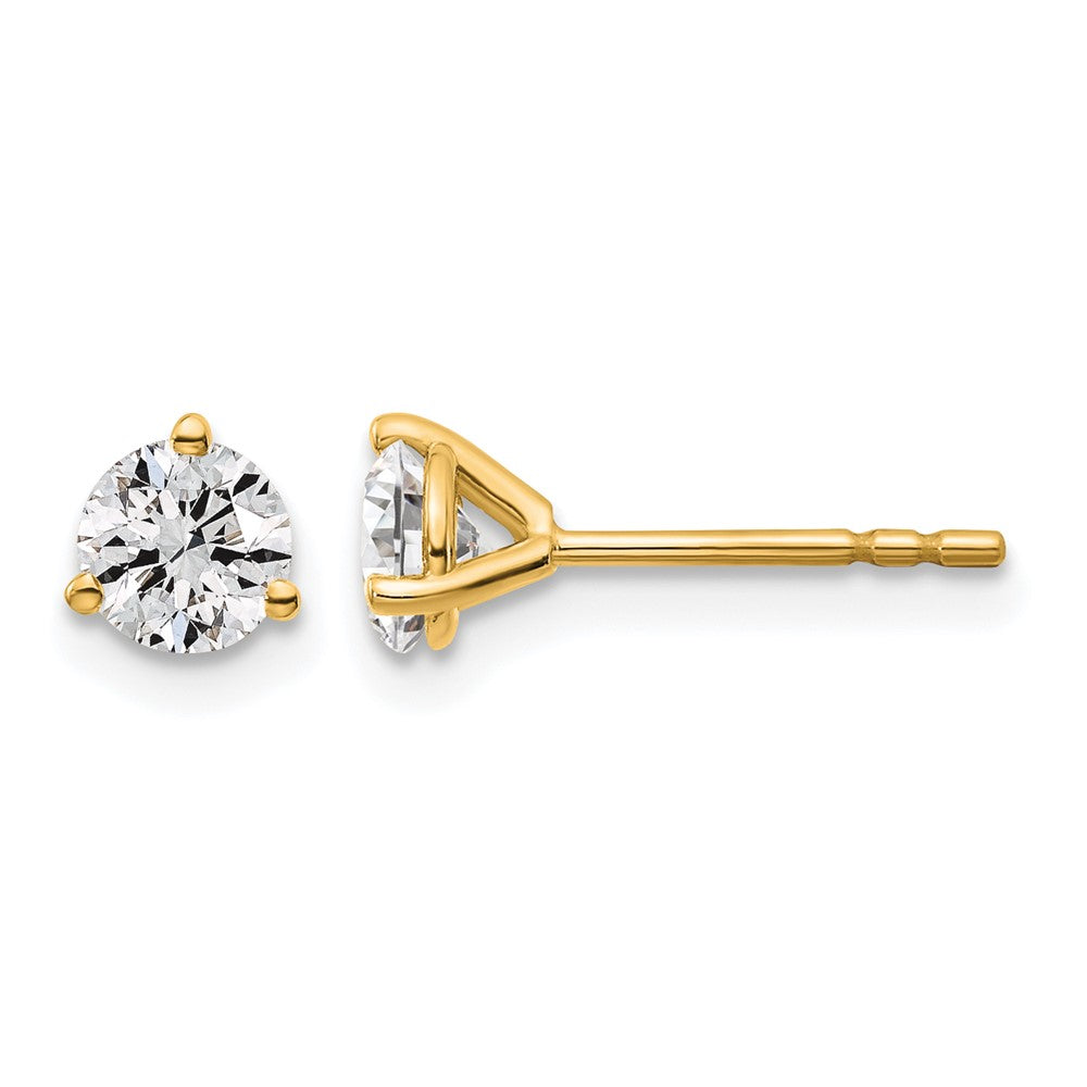 14k Yellow Gold 2/3 ctw Certified Lab Grown Diamond VS/SI+ G+ Round 3 Prong Heavy Wt. Stud Earrings