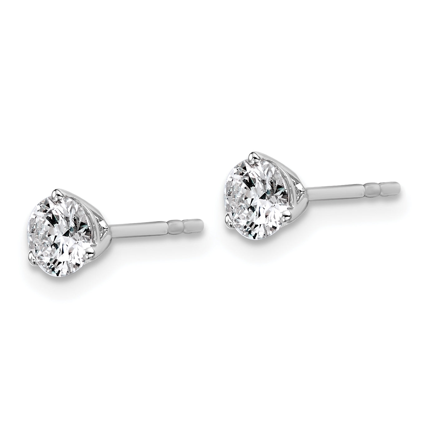 14K White Gold 3/4 Ctw Certified Lab Grown Diamond Vs+ F+ Round 3 Prong Heavy Wt. Stud Earrings