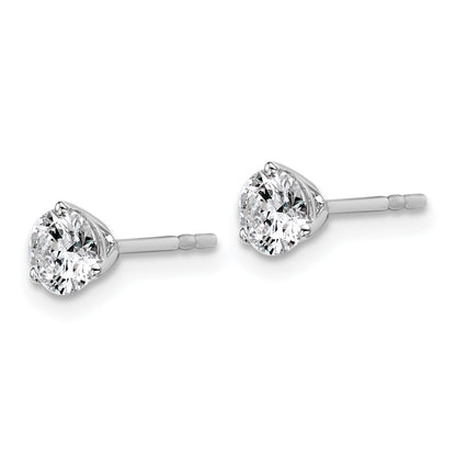 14K White Gold 3/4 Ctw Certified Lab Grown Diamond Vs+ F+ Round 3 Prong Heavy Wt. Stud Earrings