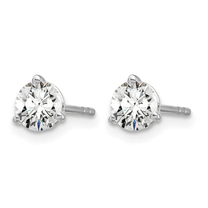 14k White Gold 3/4 ctw Certified Lab Grown Diamond VS/SI+ G+ Round 3 Prong Heavy Wt. Stud Earrings