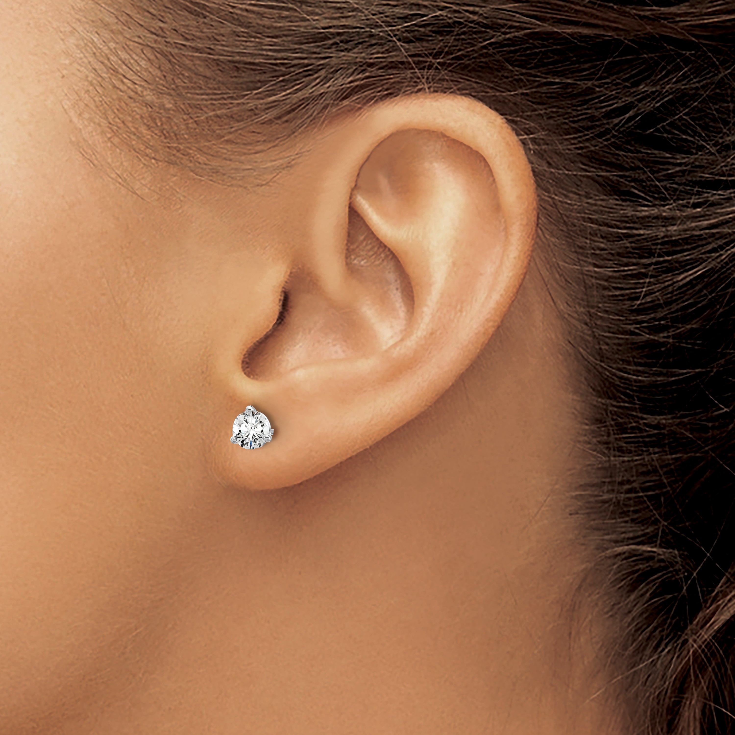 14K White Gold 3/4 Ctw Certified Lab Grown Diamond Vs+ F+ Round 3 Prong Heavy Wt. Stud Earrings
