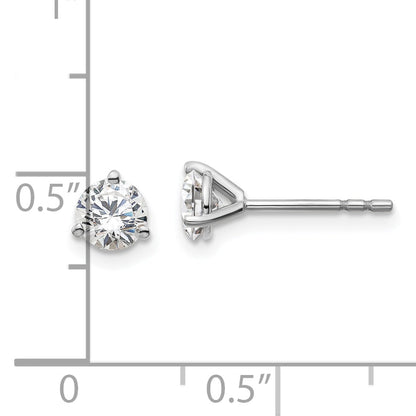 14K White Gold 3/4 Ctw Lab Grown Diamond Vs+ F+ Round 3 Prong Heavy Wt. Stud Earrings