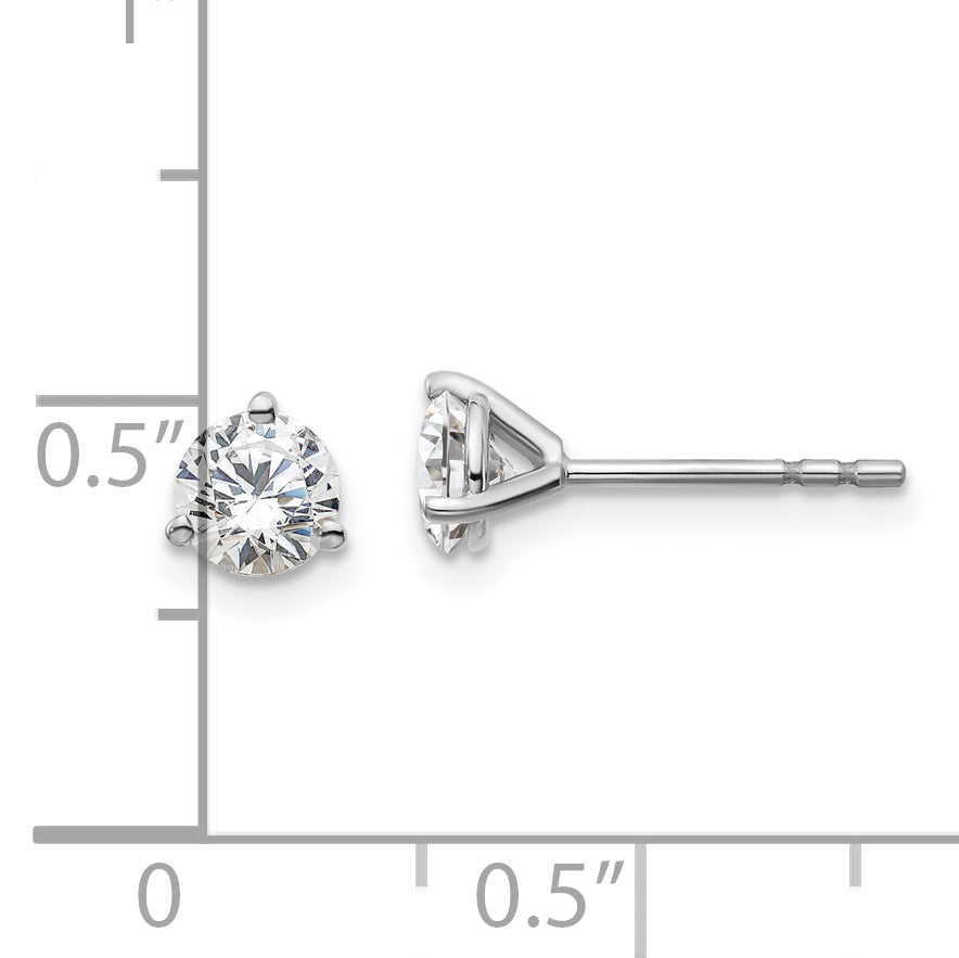 14K White Gold 3/4 Ctw Certified Lab Grown Diamond Vs+ F+ Round 3 Prong Heavy Wt. Stud Earrings