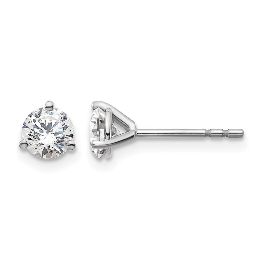 14k White Gold 3/4 ct Lab Grown Diamond VS/SI+ G+ Round Three Prong Stud Post Earrings