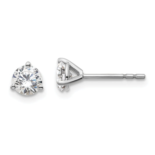 14K White Gold 3/4 Ctw Lab Grown Diamond Vs+ F+ Round 3 Prong Heavy Wt. Stud Earrings