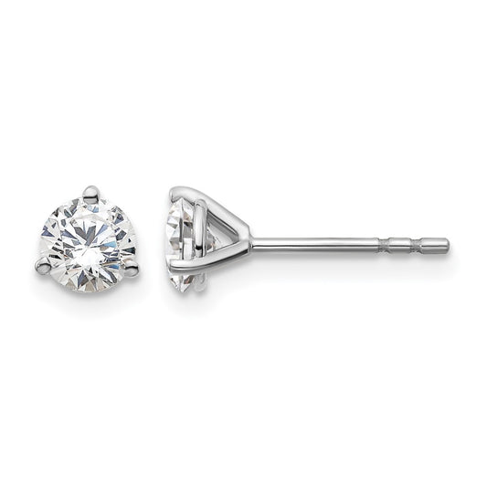 14K White Gold 3/4 Ctw Certified Lab Grown Diamond Vs+ F+ Round 3 Prong Heavy Wt. Stud Earrings