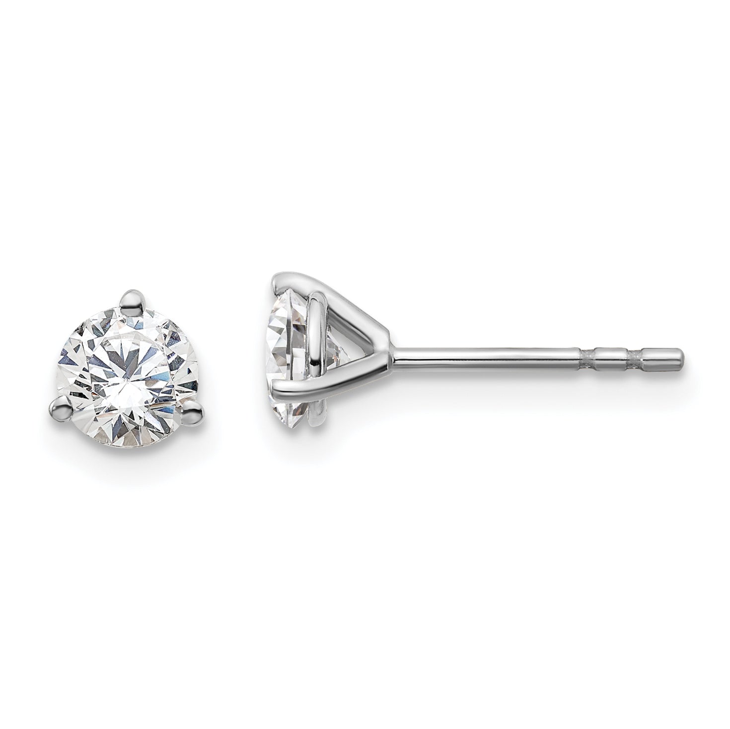 14K White Gold 3/4 Ctw Certified Lab Grown Diamond Vs+ F+ Round 3 Prong Heavy Wt. Stud Earrings