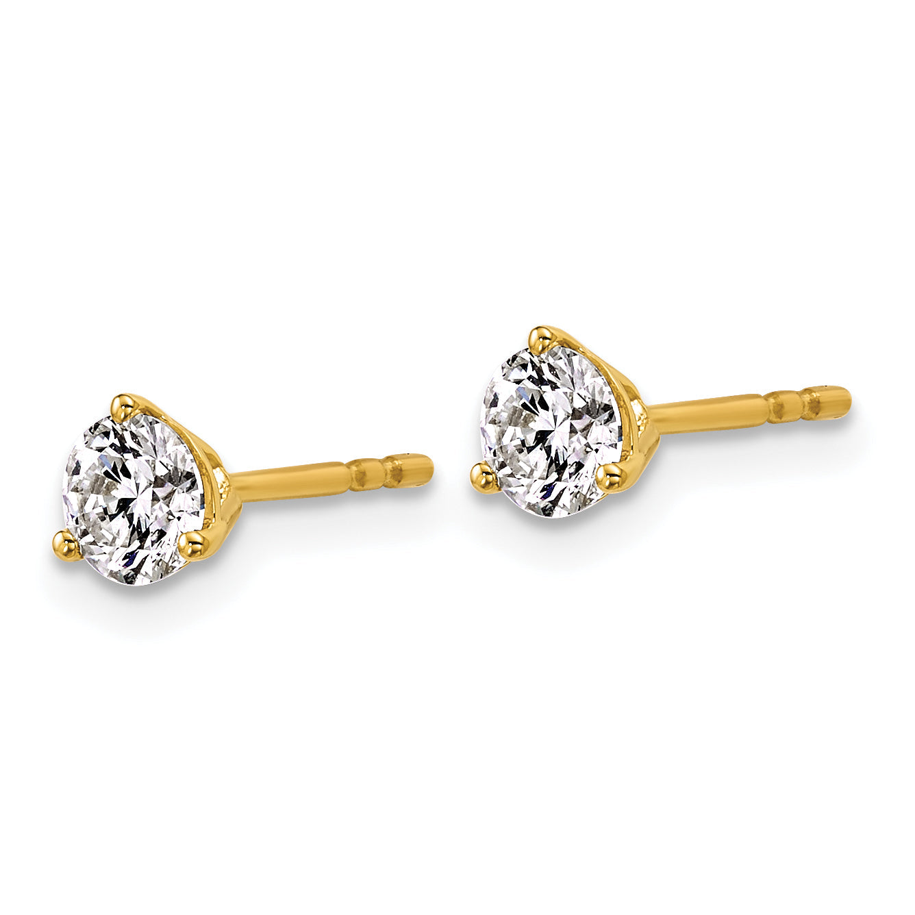 14K Yellow Gold 3/4 Ctw Certified Lab Grown Diamond Vs+ F+ Round 3 Prong Heavy Wt. Stud Earrings