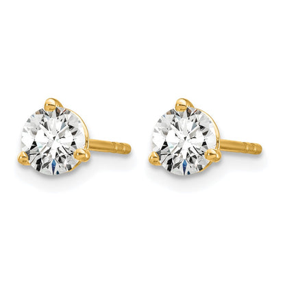 14k Yellow Gold 3/4 ctw Lab Grown Diamond VS/SI+ G+ Round 3 Prong Heavy Wt. Stud Earrings