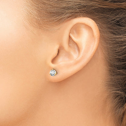 14K Yellow Gold 3/4 Ctw Certified Lab Grown Diamond Vs+ F+ Round 3 Prong Heavy Wt. Stud Earrings