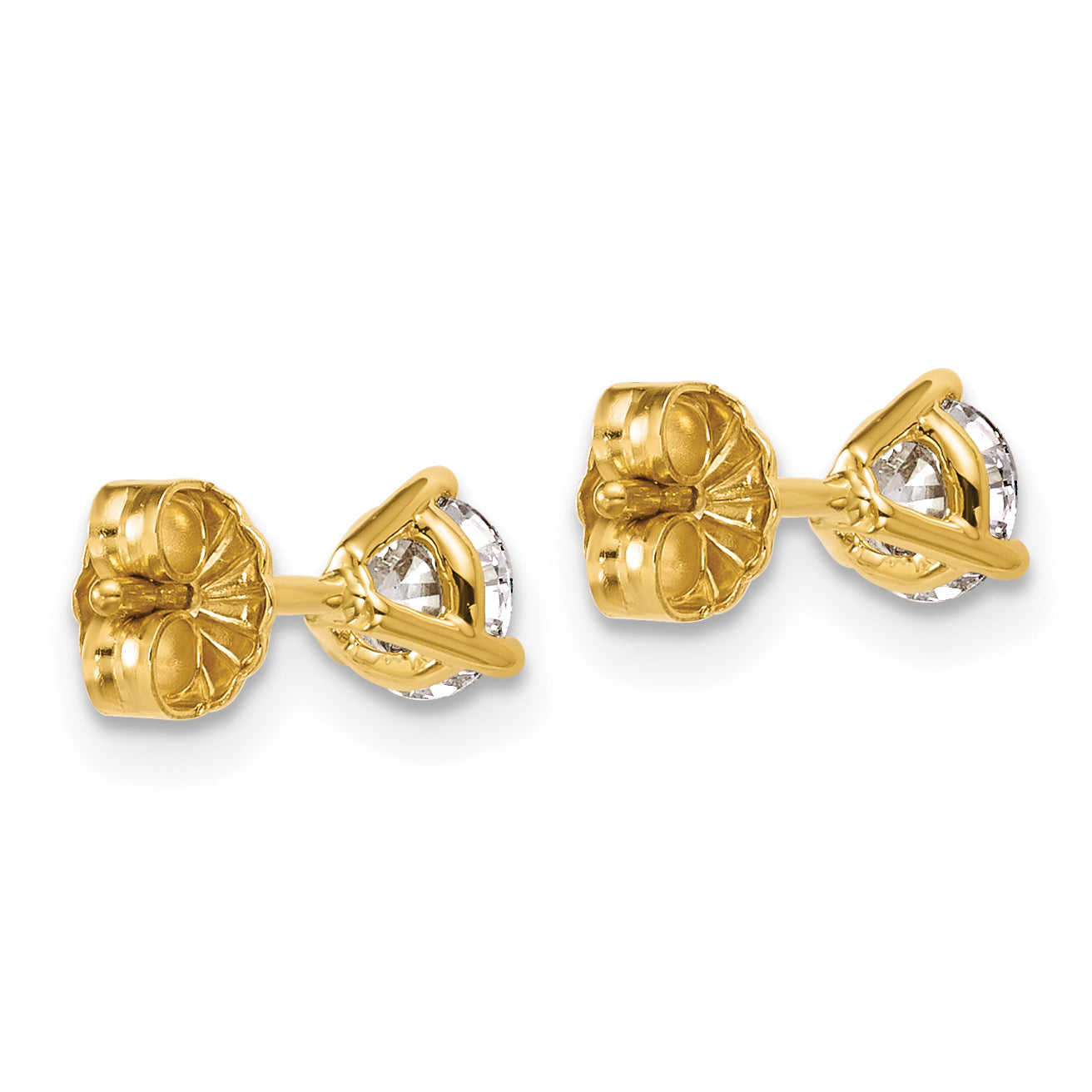 14K Yellow Gold 3/4 Ctw Certified Lab Grown Diamond Vs+ F+ Round 3 Prong Heavy Wt. Stud Earrings