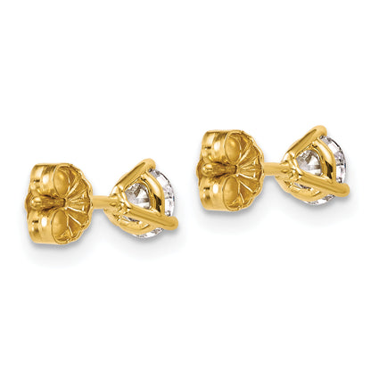 14K Yellow Gold 3/4 Ctw Certified Lab Grown Diamond Vs+ F+ Round 3 Prong Heavy Wt. Stud Earrings