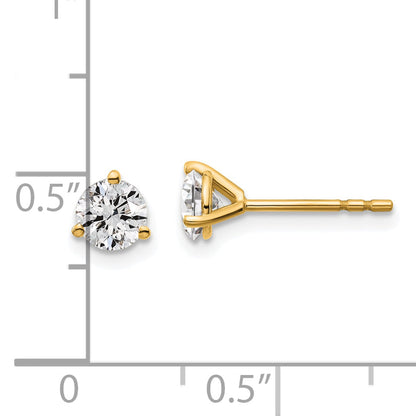 14K Yellow Gold 3/4 Ctw Certified Lab Grown Diamond Vs+ F+ Round 3 Prong Heavy Wt. Stud Earrings