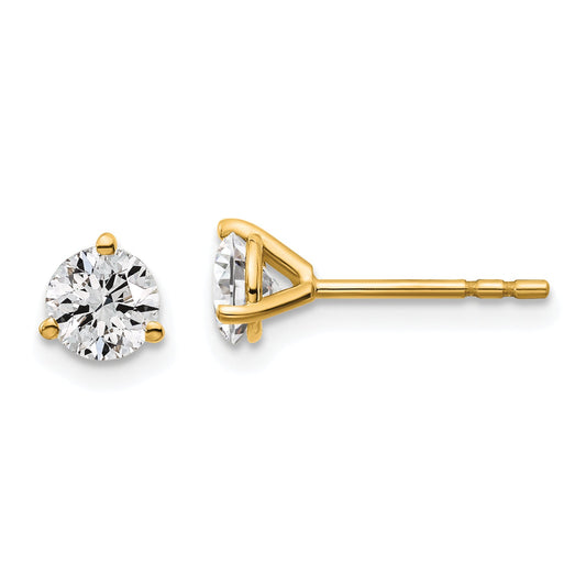14K Yellow Gold 3/4 Ctw Certified Lab Grown Diamond Vs+ F+ Round 3 Prong Heavy Wt. Stud Earrings