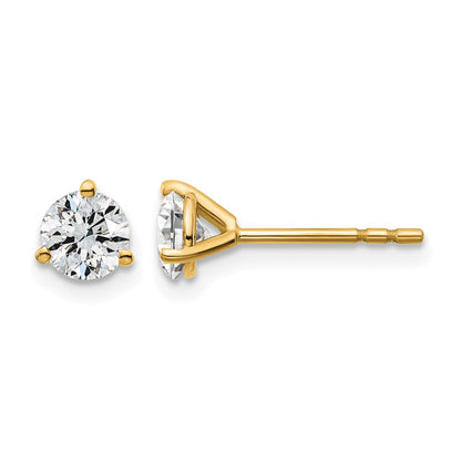 14k Yellow Gold 3/4 ctw Lab Grown Diamond VS/SI+ G+ Round 3 Prong Heavy Wt. Stud Earrings