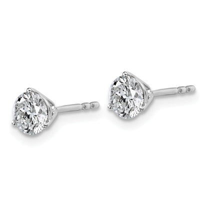 14K White Gold 1 Ctw Certified Lab Grown Diamond Vs+ F+ Round 3 Prong Heavy Wt. Stud Earrings