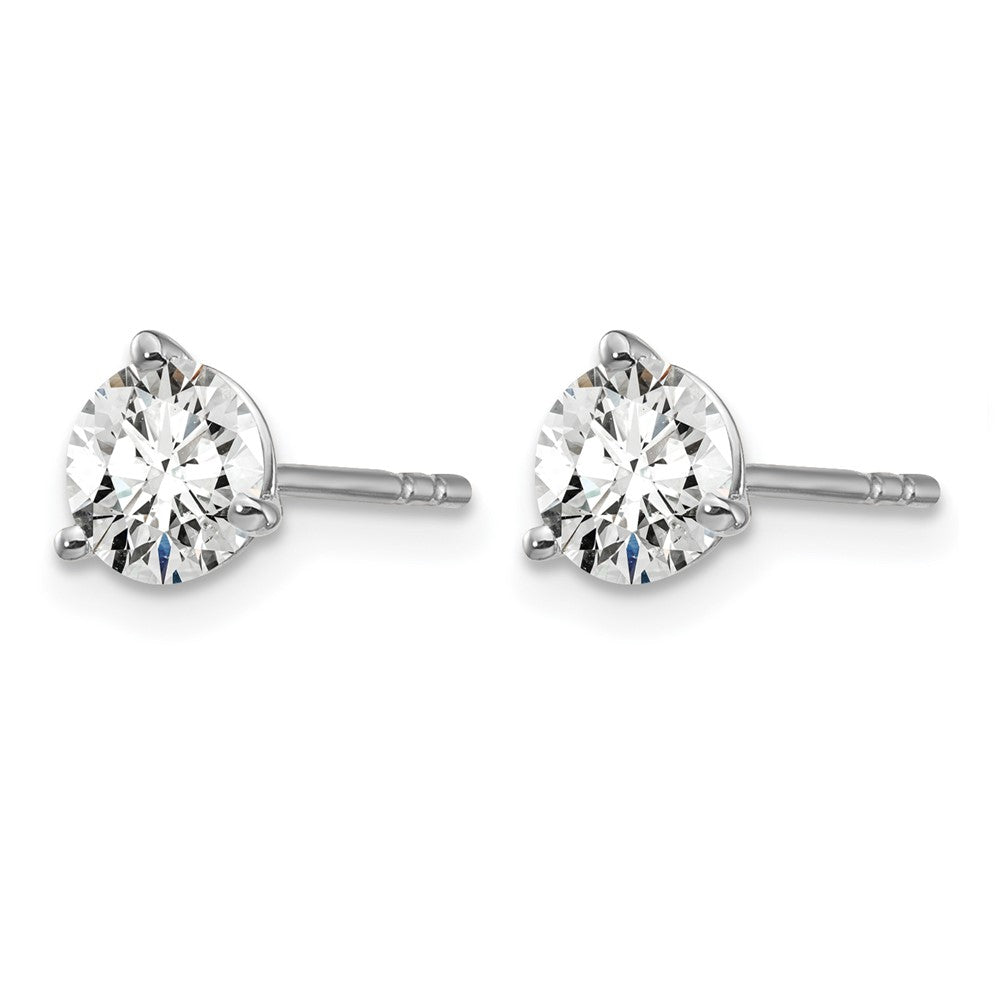 14K White Gold 1 Ctw Certified Lab Grown Diamond Vs+ F+ Round 3 Prong Heavy Wt. Stud Earrings