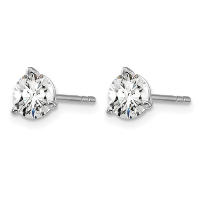 14K White Gold 1 Ctw Certified Lab Grown Diamond Vs+ F+ Round 3 Prong Heavy Wt. Stud Earrings