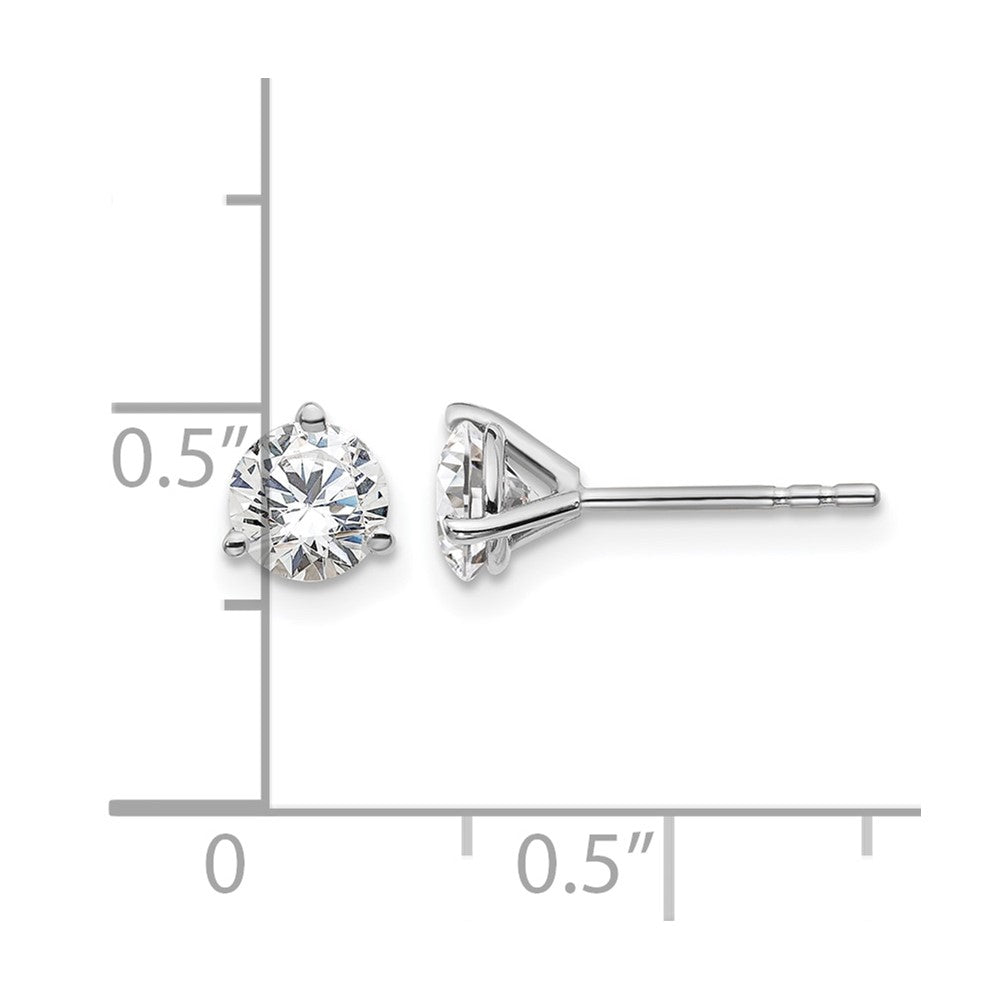 14k White Gold 1 ctw Lab Grown Diamond VS/SI+ G+ Round 3 Prong Heavy Wt. Stud Earrings