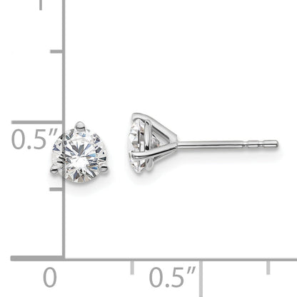 14K White Gold 1 Ctw Certified Lab Grown Diamond Vs+ F+ Round 3 Prong Heavy Wt. Stud Earrings
