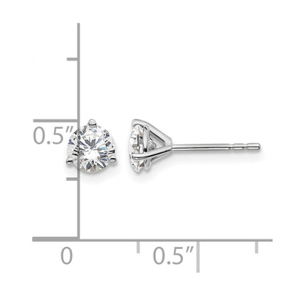 14K White Gold 1 Ctw Certified Lab Grown Diamond Vs+ F+ Round 3 Prong Heavy Wt. Stud Earrings