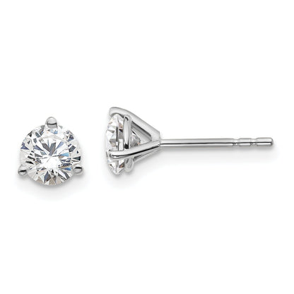 14K White Gold 1 Ctw Certified Lab Grown Diamond Vs+ F+ Round 3 Prong Heavy Wt. Stud Earrings