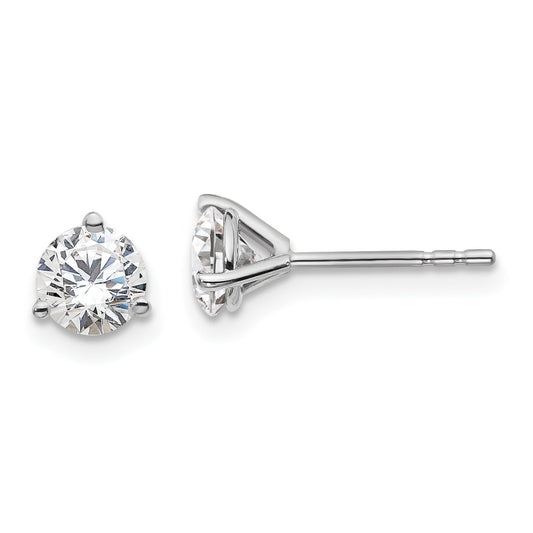 14K White Gold 1 Ctw Certified Lab Grown Diamond Vs+ F+ Round 3 Prong Heavy Wt. Stud Earrings