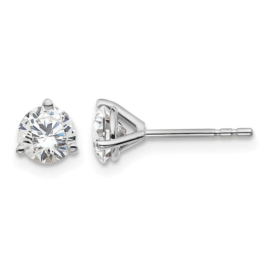 14K White Gold 1 Ctw Certified Lab Grown Diamond Vs+ F+ Round 3 Prong Heavy Wt. Stud Earrings