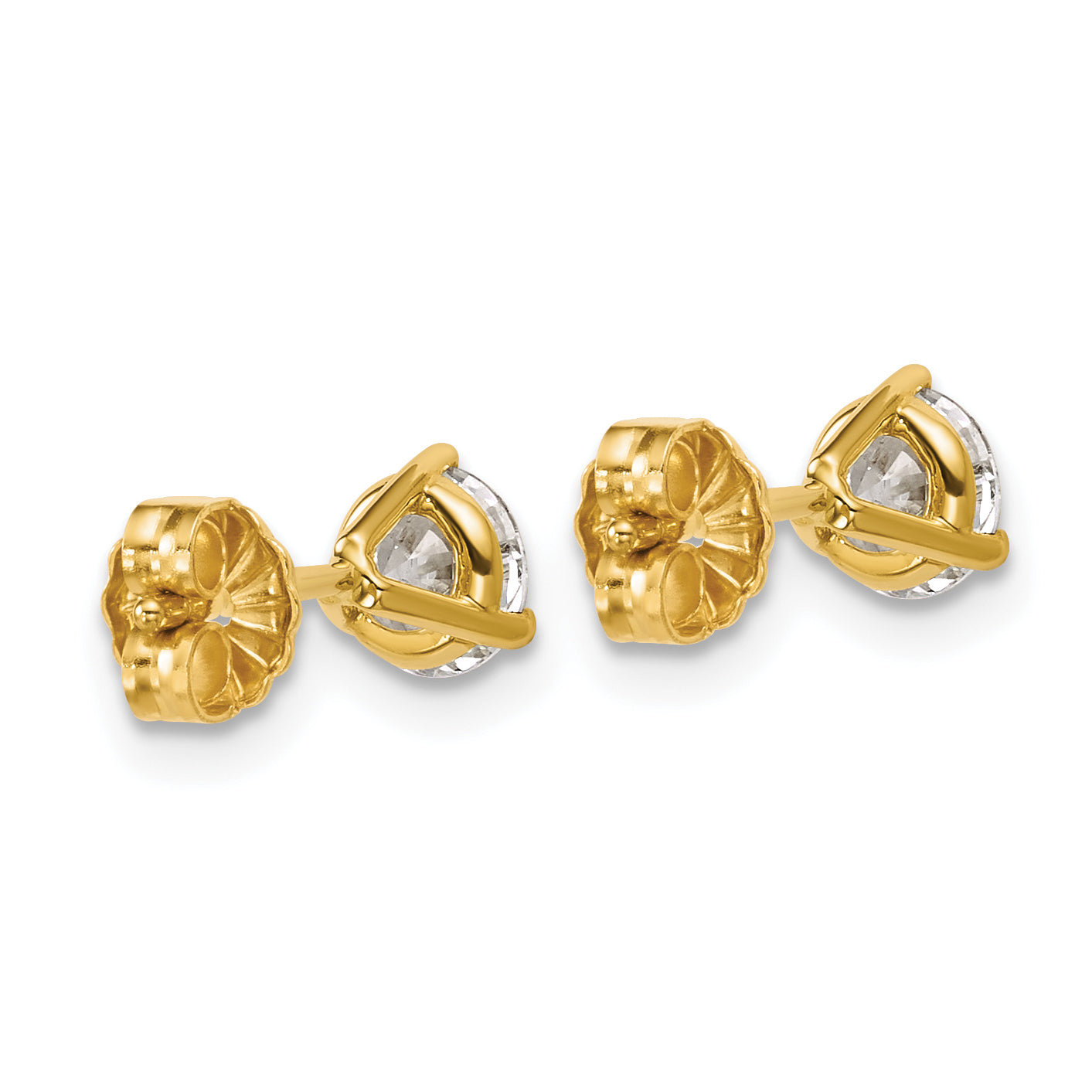 14K Yellow Gold 1 Ctw Certified Lab Grown Diamond Vs+ F+ Round 3 Prong Heavy Wt. Stud Earrings