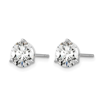 14k White Gold 1 3/4 ctw Lab Grown Diamond VS/SI+ G+ Round 3 Prong Heavy Wt. Stud Earrings
