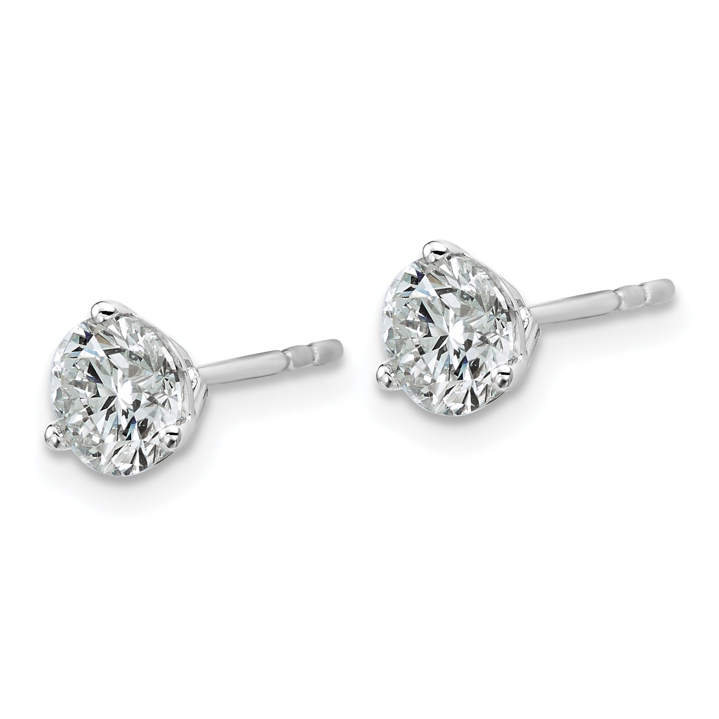 14K White Gold 1 1/2 Ctw Lab Grown Diamond Vs+ F+ Round 3 Prong Heavy Wt. Stud Earrings