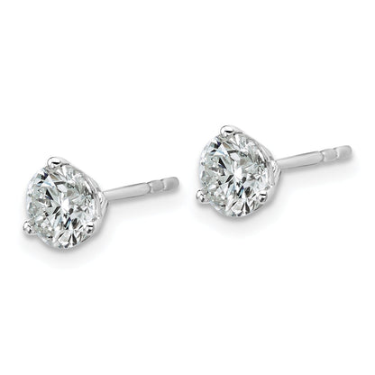 14K White Gold 1 1/2 Ctw Lab Grown Diamond Vs+ F+ Round 3 Prong Heavy Wt. Stud Earrings