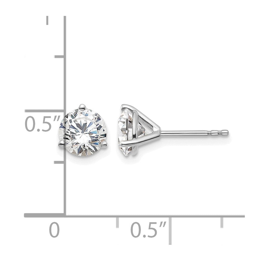 14K White Gold 1 1/2 Ctw Certified Lab Grown Diamond Vs+ F+ Round 3 Prong Heavy Wt. Stud Earrings