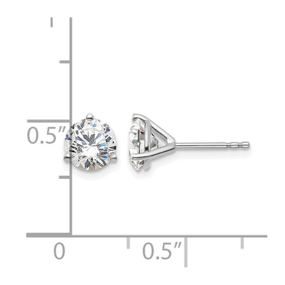 14k White Gold 1 3/4 ctw Lab Grown Diamond VS/SI+ G+ Round 3 Prong Heavy Wt. Stud Earrings