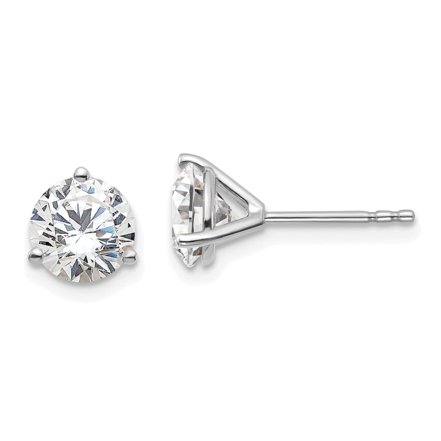 14k White Gold 1 3/4 ctw Lab Grown Diamond VS/SI+ G+ Round 3 Prong Heavy Wt. Stud Earrings
