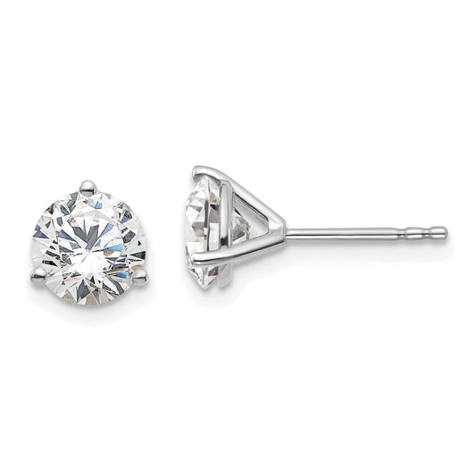 14k White Gold 1 3/4 ctw Lab Grown Diamond VS/SI+ G+ Round 3 Prong Heavy Wt. Stud Earrings