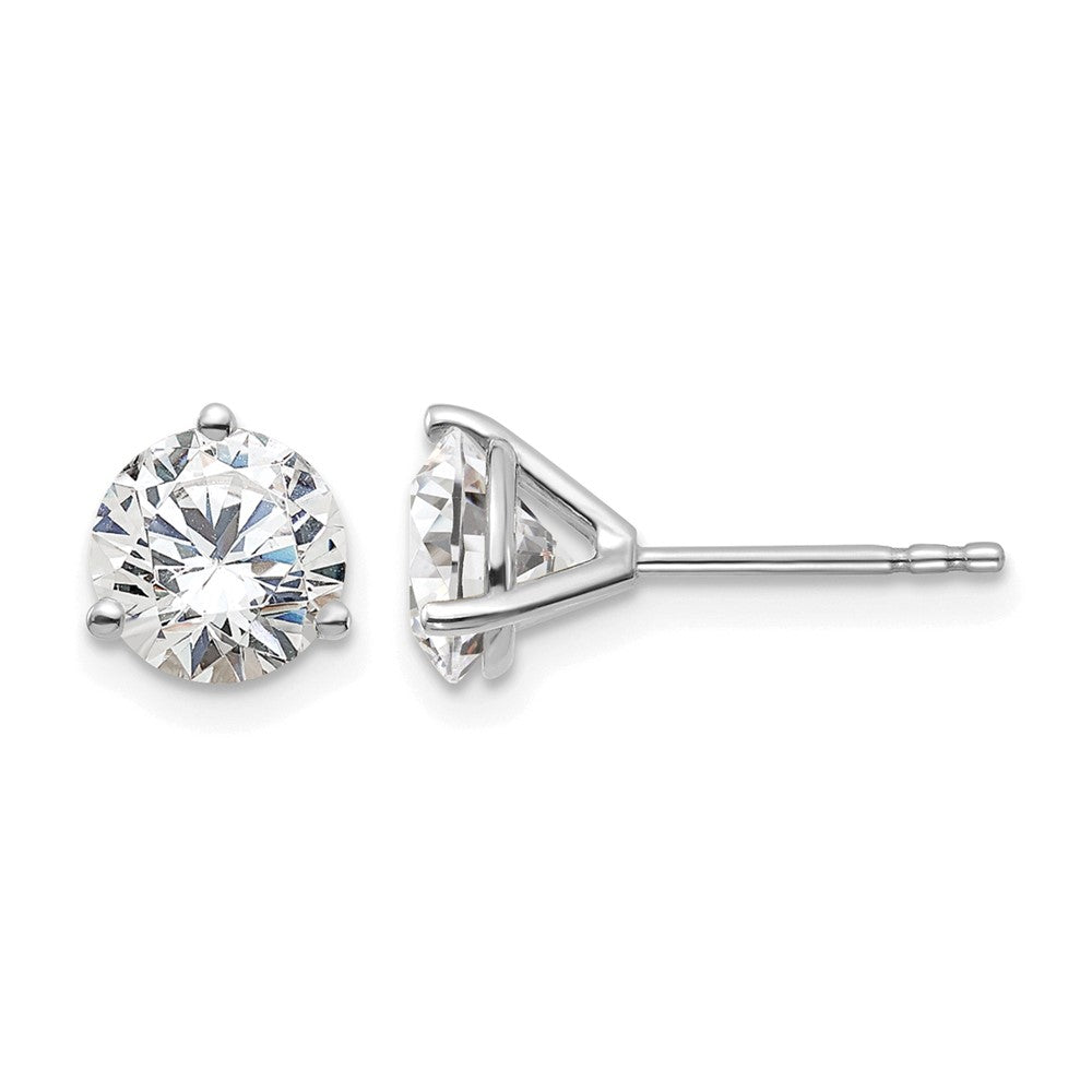 14k White Gold 1 3/4 ctw Lab Grown Diamond VS/SI+ G+ Round 3 Prong Heavy Wt. Stud Earrings