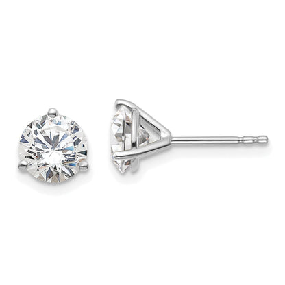 14K White Gold 1 1/2 Ctw Lab Grown Diamond Vs+ F+ Round 3 Prong Heavy Wt. Stud Earrings