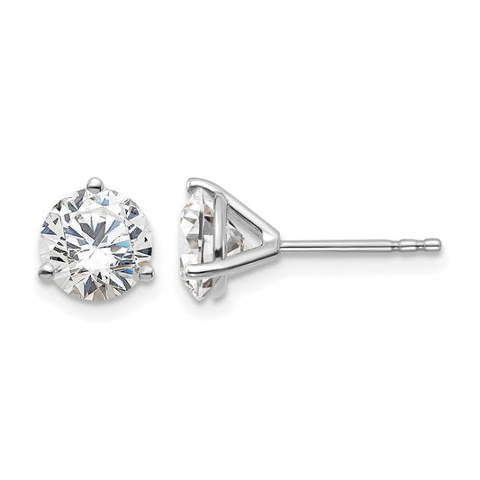 14K White Gold 1 1/2 Ctw Certified Lab Grown Diamond Vs+ F+ Round 3 Prong Heavy Wt. Stud Earrings