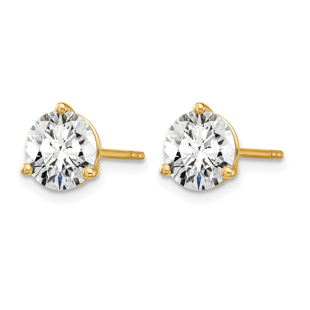 14K Yellow Gold 1 1/2 Ctw Certified Lab Grown Diamond Vs/Si+ G+ Round 3 Prong Heavy Wt. Stud Earrings