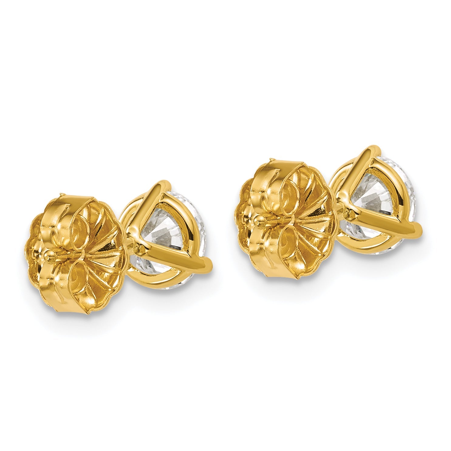 14K Yellow Gold 1 1/2 Ctw Certified Lab Grown Diamond Vs/Si+ G+ Round 3 Prong Heavy Wt. Stud Earrings