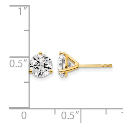 14K Yellow Gold 1 3/4 Ctw Lab Grown Diamond Vs/Si+ G+ Round 3 Prong Heavy Wt. Stud Earrings