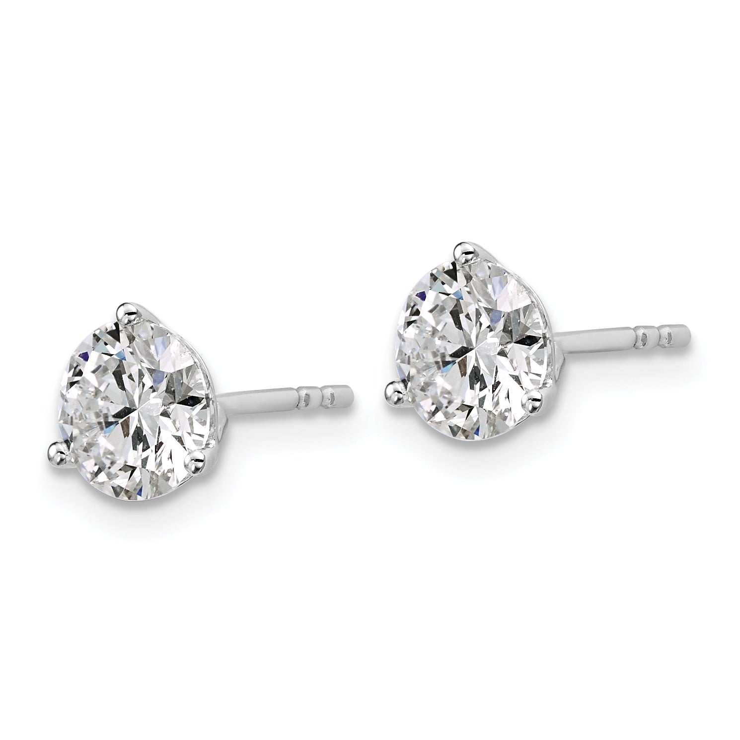 14K White Gold 2 1/2 Ctw Lab Grown Diamond Vs+ F+ Round 3 Prong Heavy Wt. Stud Earrings